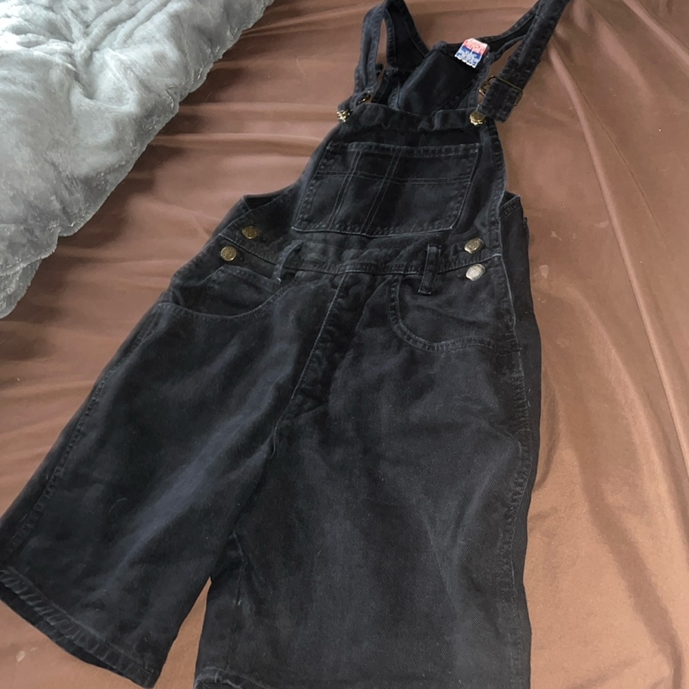 Off brand wrangler short overalls.